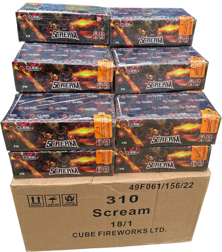 18x 200 Shot Scream Missile by Cube Fireworks