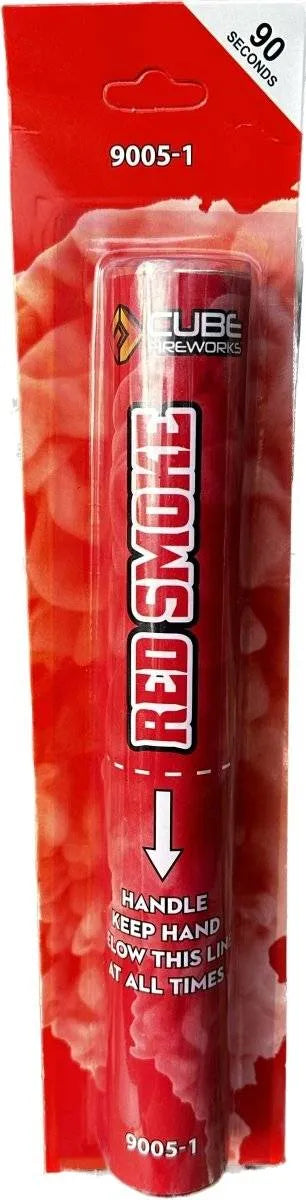 Red Handheld Smoke Grenade by Cube Fireworks