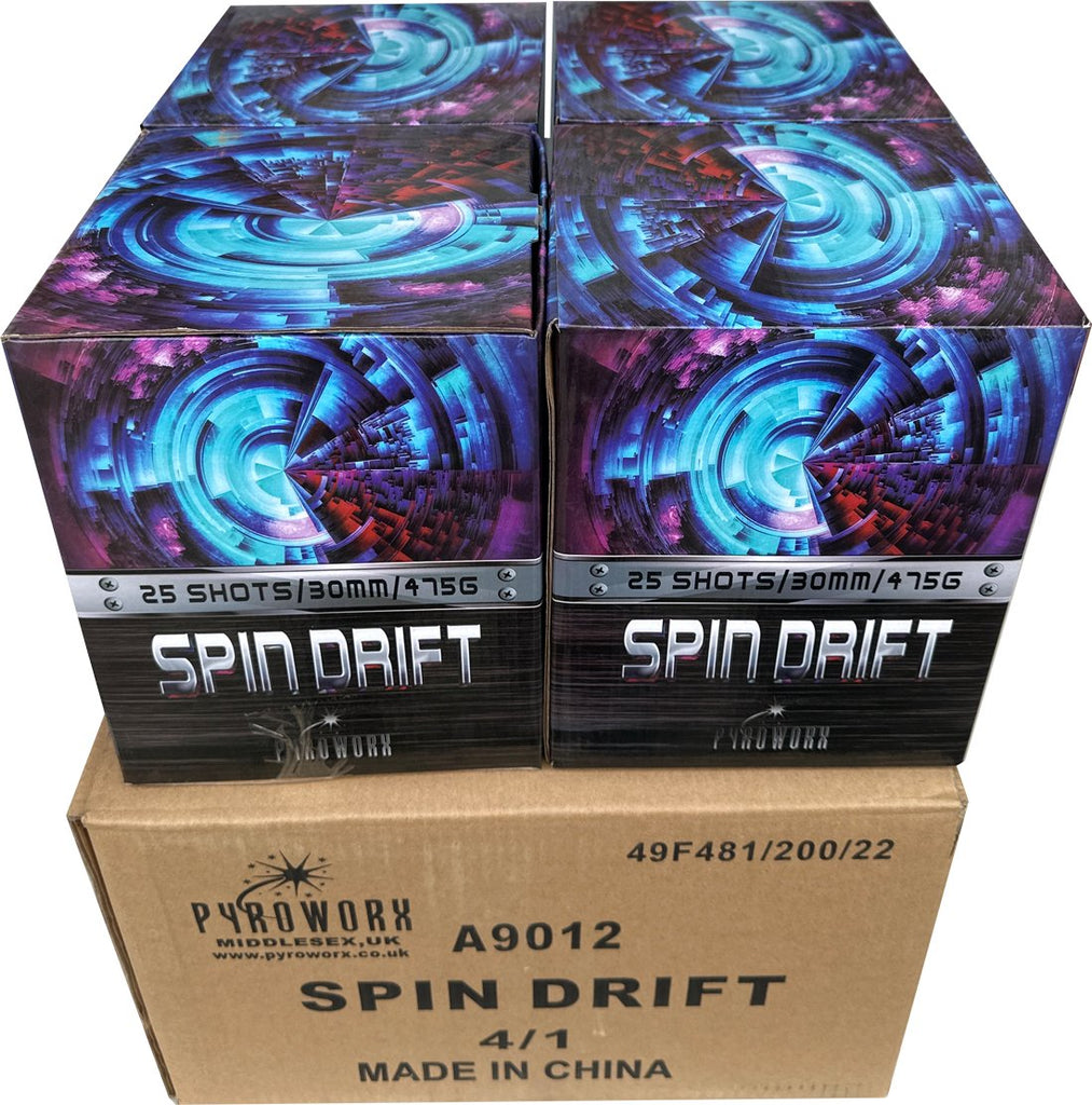 four boxes of Spin Drift are stacked on top of each other